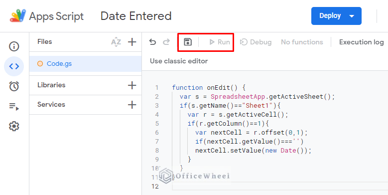automatic timestamp for adjacent cell in google sheets script